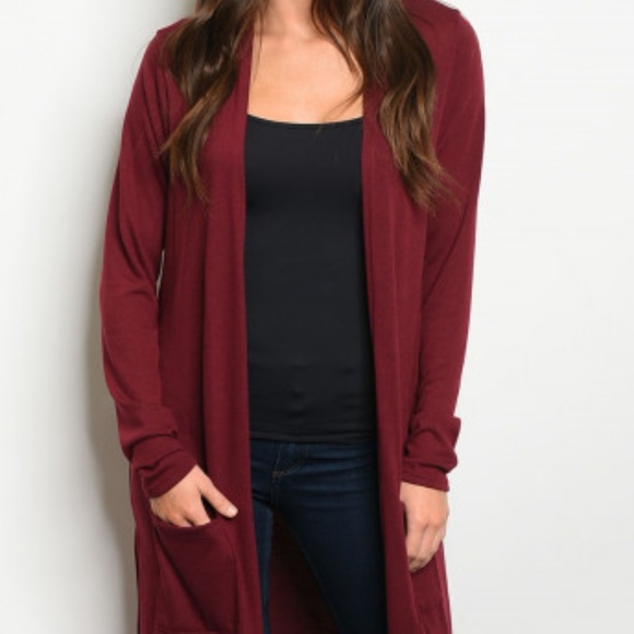 Last 1 size small! RED WINE  duster / Cardigan - Picture 2 of 7